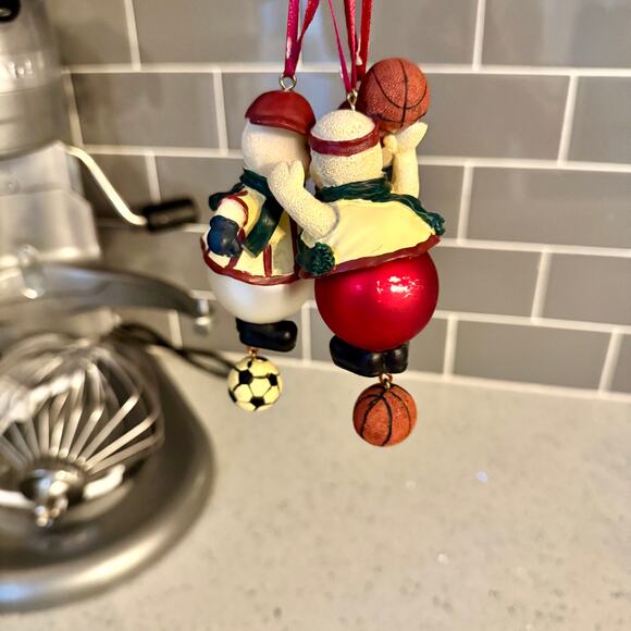 3 Y2K Vintage Sports Snowman Christmas Ornaments Soccer Basketball Baseball - Picture 6 of 6